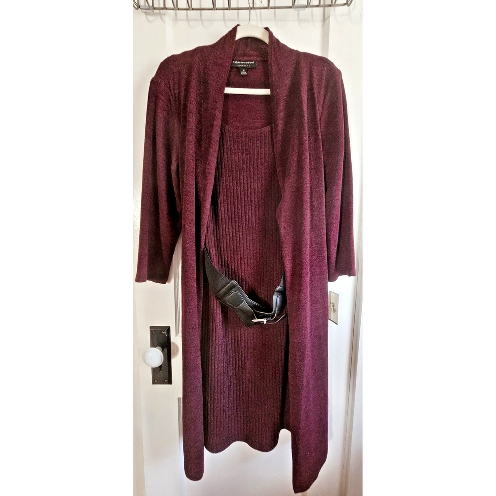 NWT connected apparel Burgundy sweater cardigan cinch waist dress Sz 12‎ Y2K